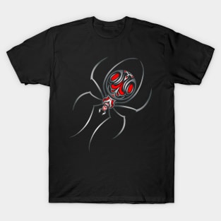 Silver and Red Tribal / Tattoo Art Spider T-Shirt